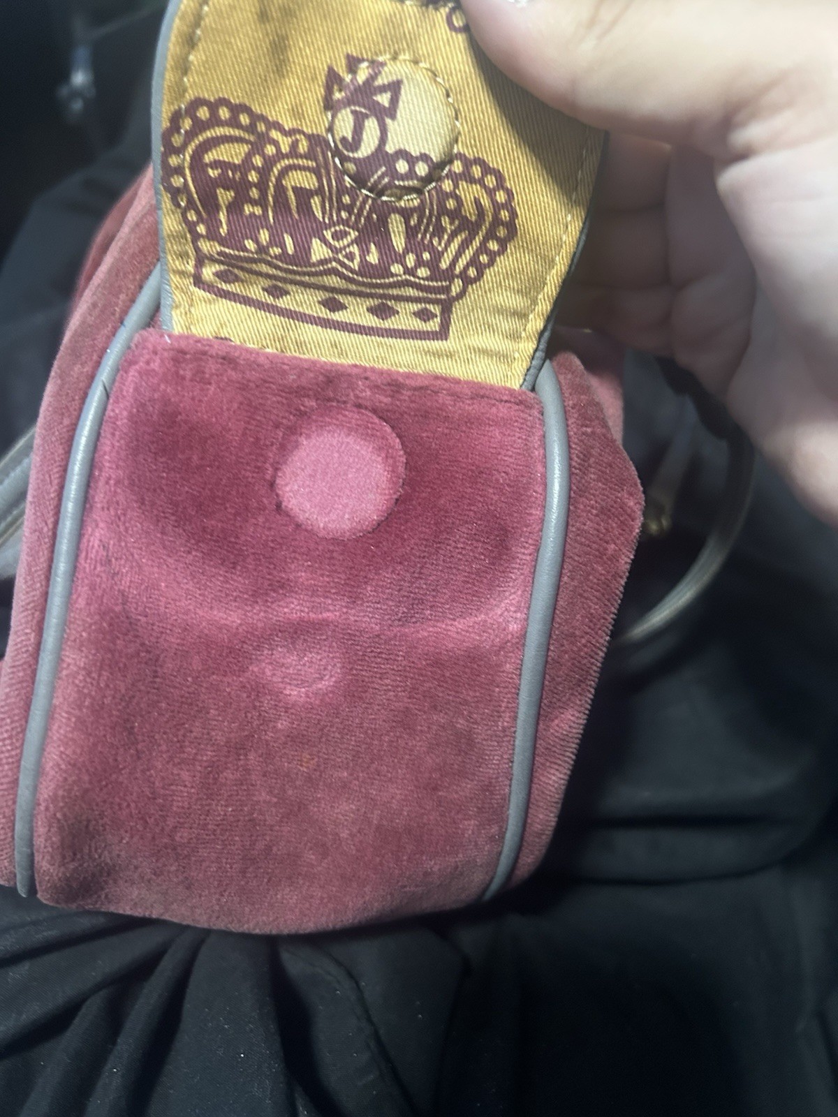 Juicy Couture Burgundy Medium Satchel Top Handle Logo Crest Heart Patch Pockets