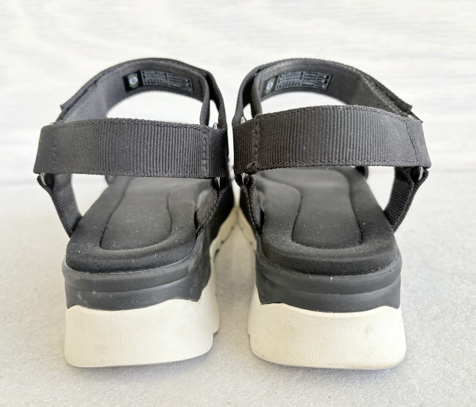 Teva Women’s Jadito Adjustable Black & White Strappy Platform Sandals Size 8