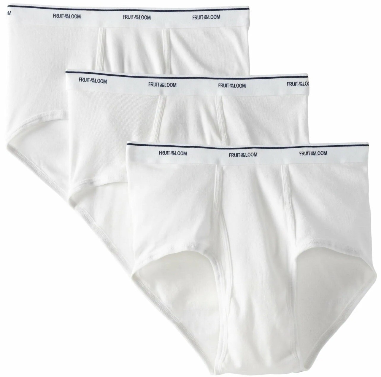 3-Pack • Fruit of the Loom Tag-Free Briefs Size 2XL • 44-46” Waist 100% Cotton