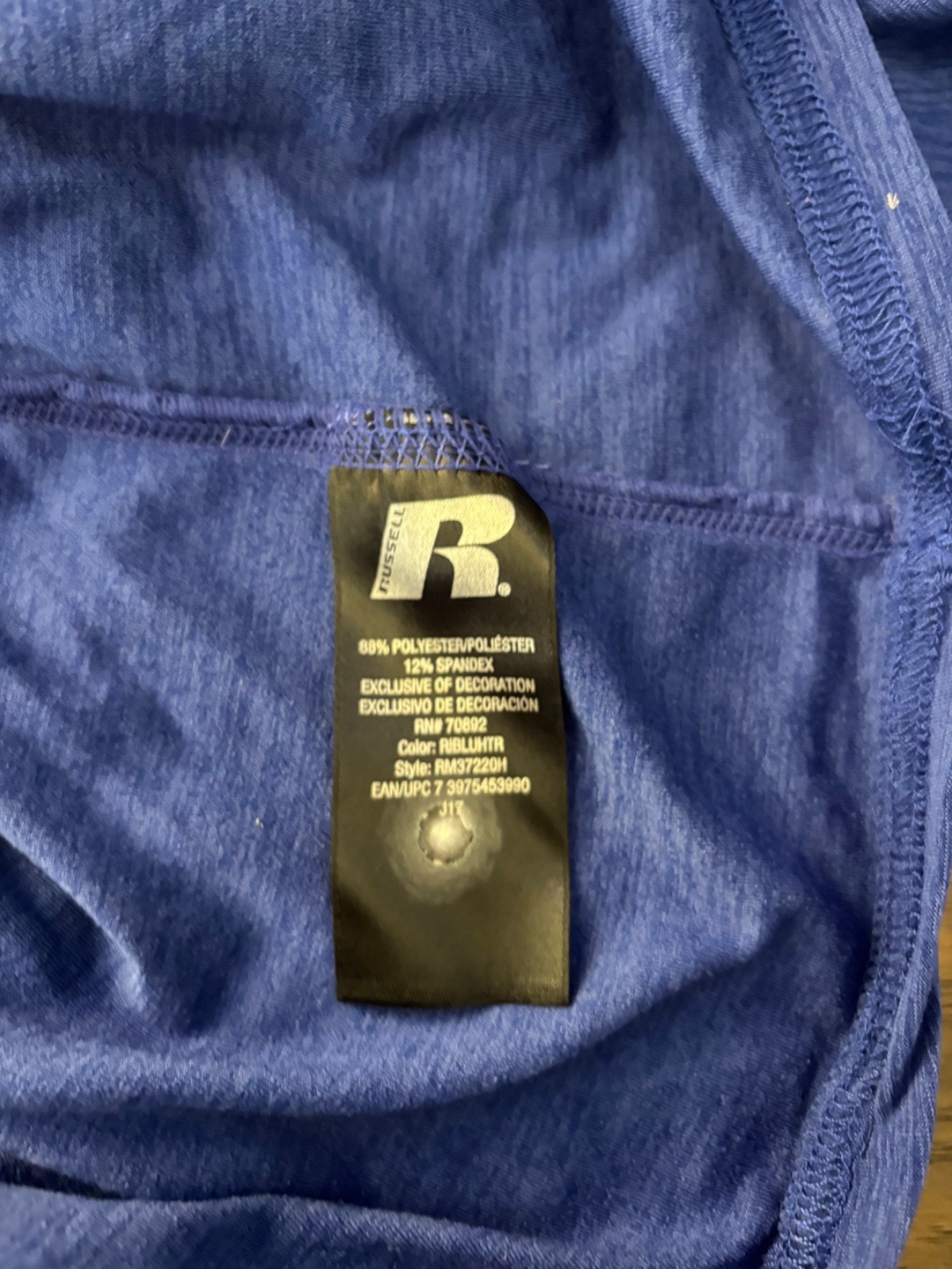 Russell Dri Power 360 Mens XL 46-48 Long Sleeve Shirt Blue Training Athletic
