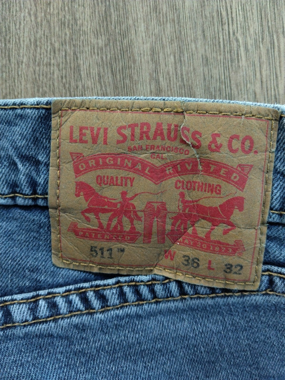 LEVI’S 511 Mens Jeans REGUAR Fit W36 L32 Stretch Stonewashed Denim Distressed