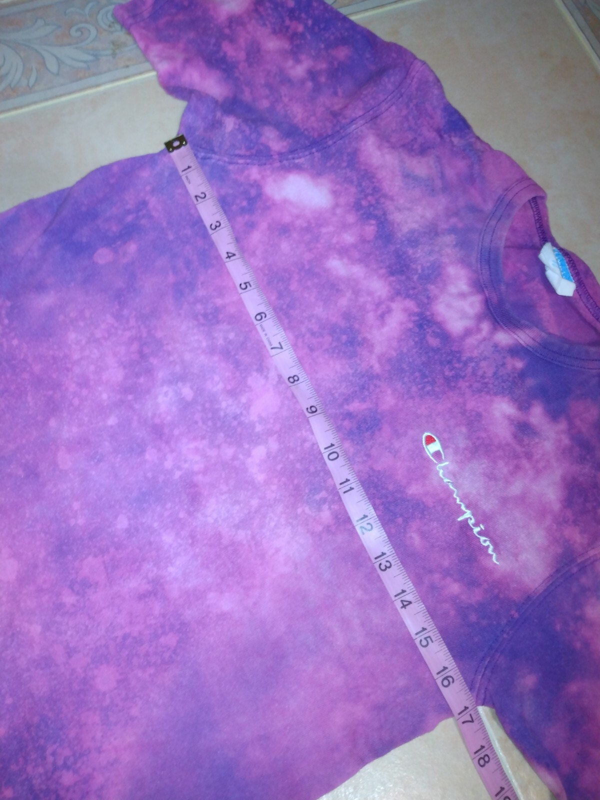 champion gt19 spell out t-shirt bleach tie-dyed S