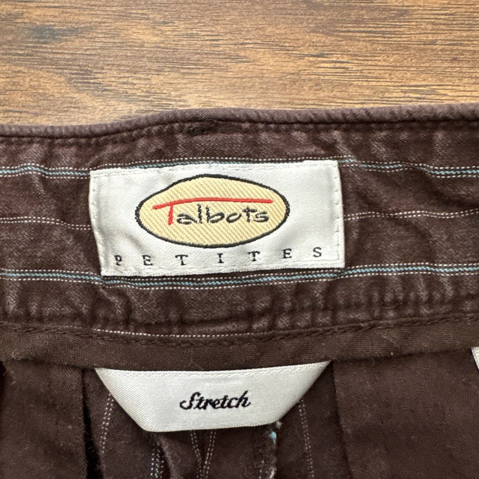 Talbots Women Pants 10 Petites Blue Striped Cotton Blend Straight Leg Capri Fit