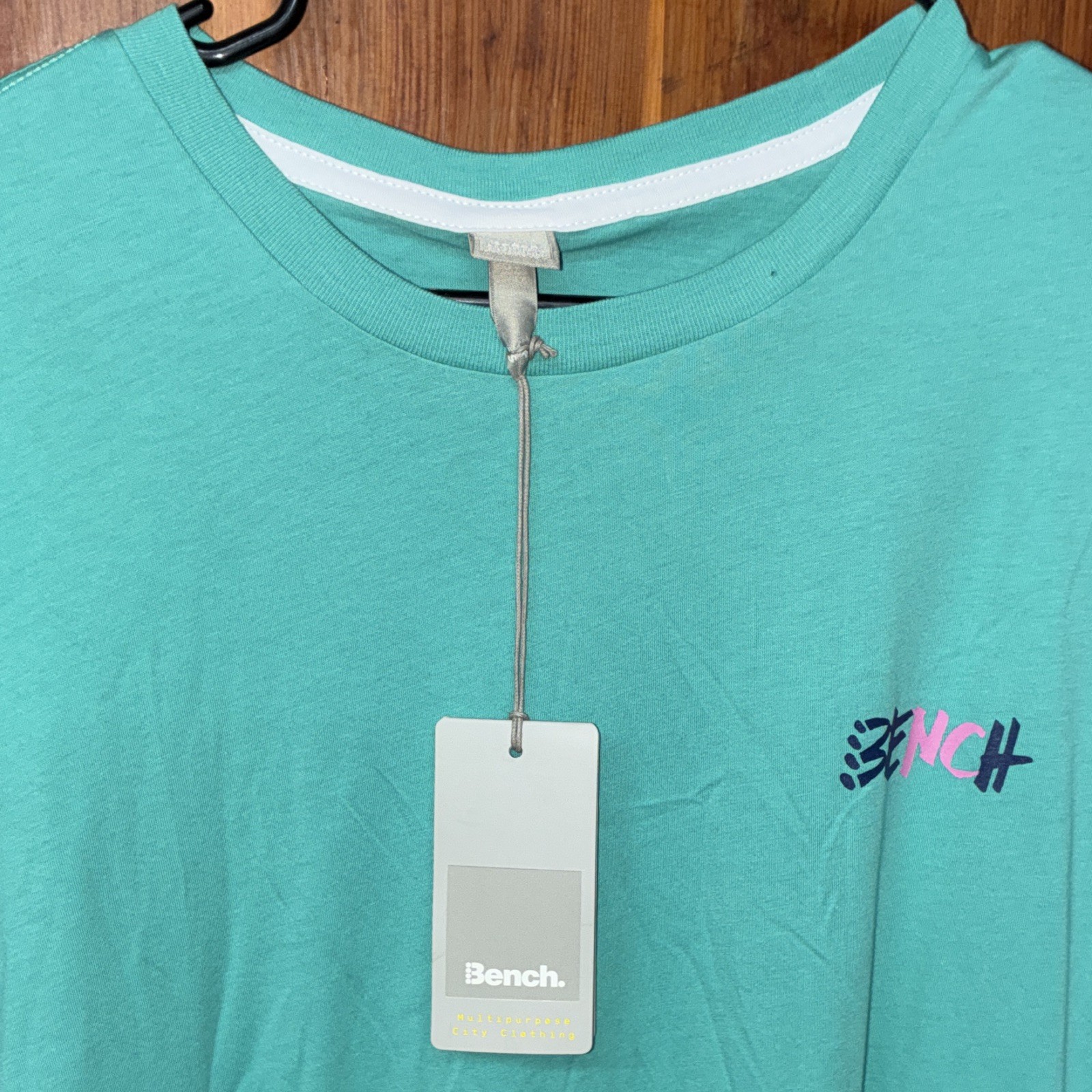 2 Bench Men’s Sz. S Crew Neck Short Sleeve Graphic Logo Tee Blue & Green NWT