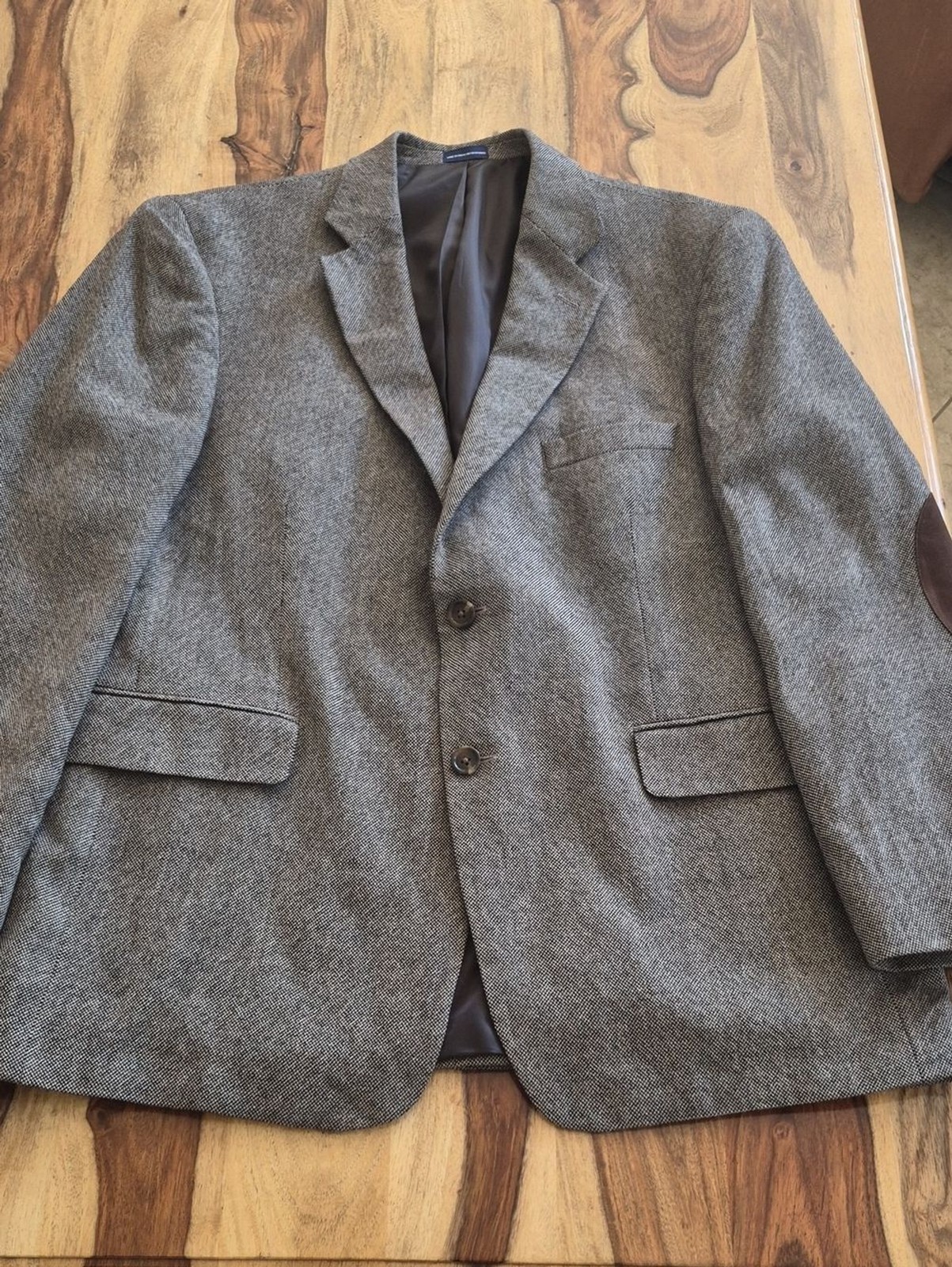 Stafford Essentials 100% Wool, Elbow Patch, Two Button Blazer Sz 44R