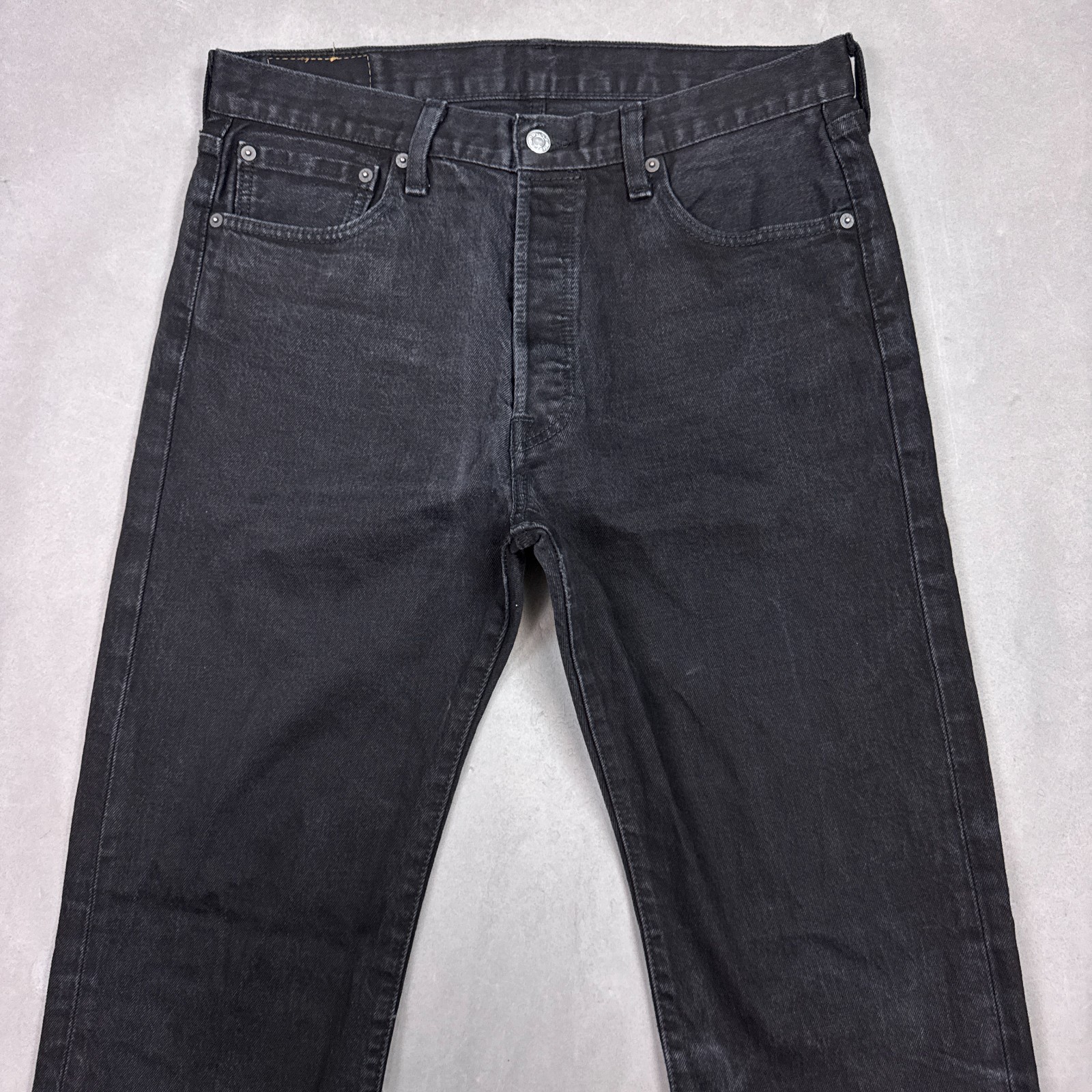 Levis 501 Jeans Mens 34×32 Black Button Fly Denim Pants Straight Dark (Tag34x36)