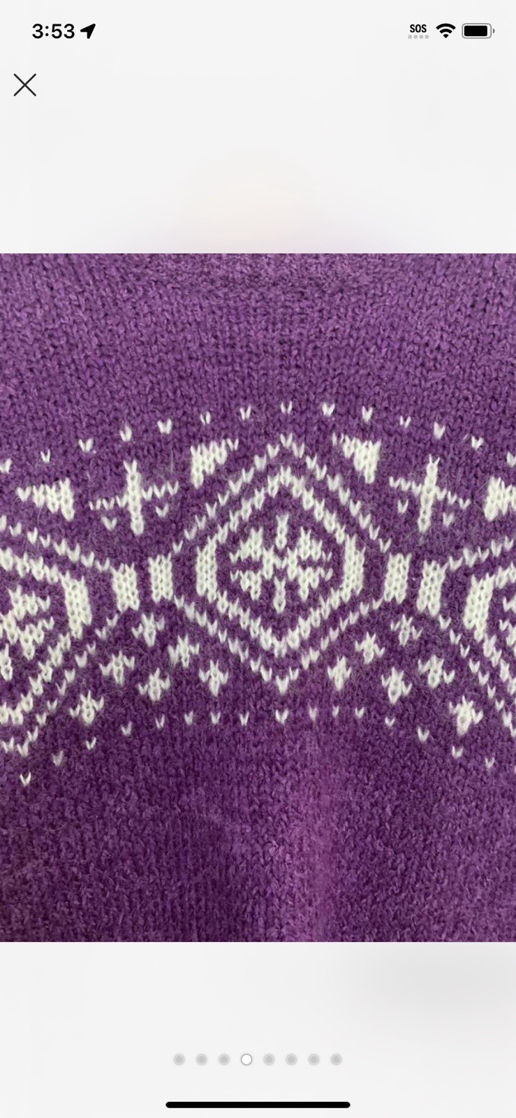Purple Wool/Acrylic Blend Nordic Snowflake Design Sweater Sz PL