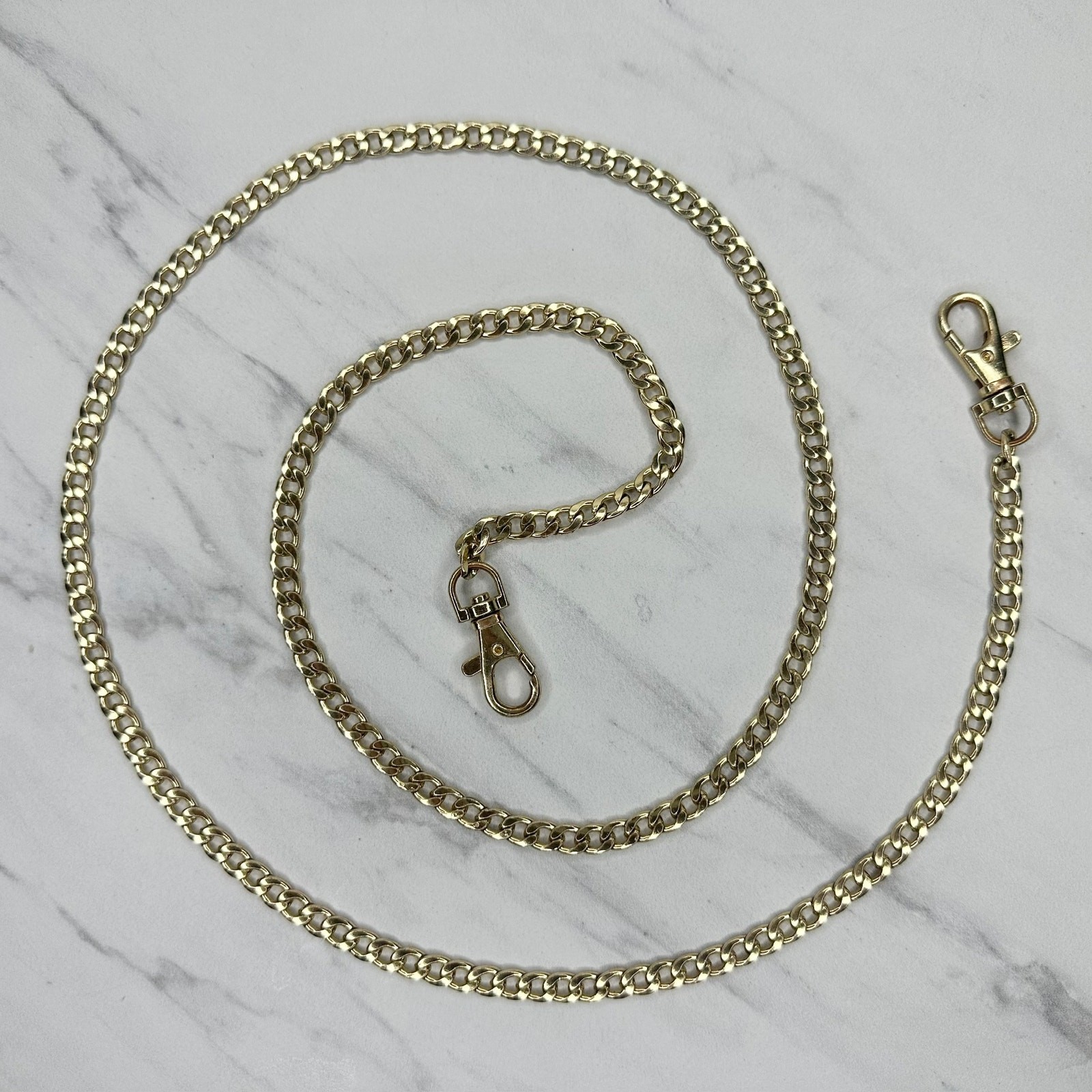Gold Tone Flat Chain Link Purse Handbag Replacement Strap – 45″