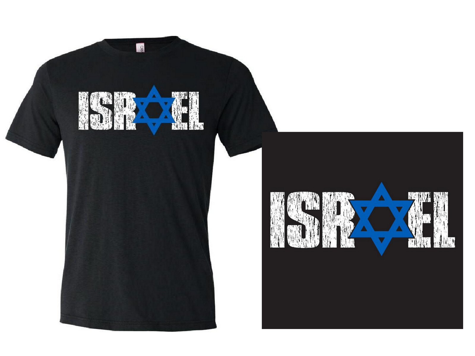BELLA CANVAS BLACK ISRAEL T-SHIRT (LARGE) – PROCEEDS TO BOMB ISRAELI SHELTERS