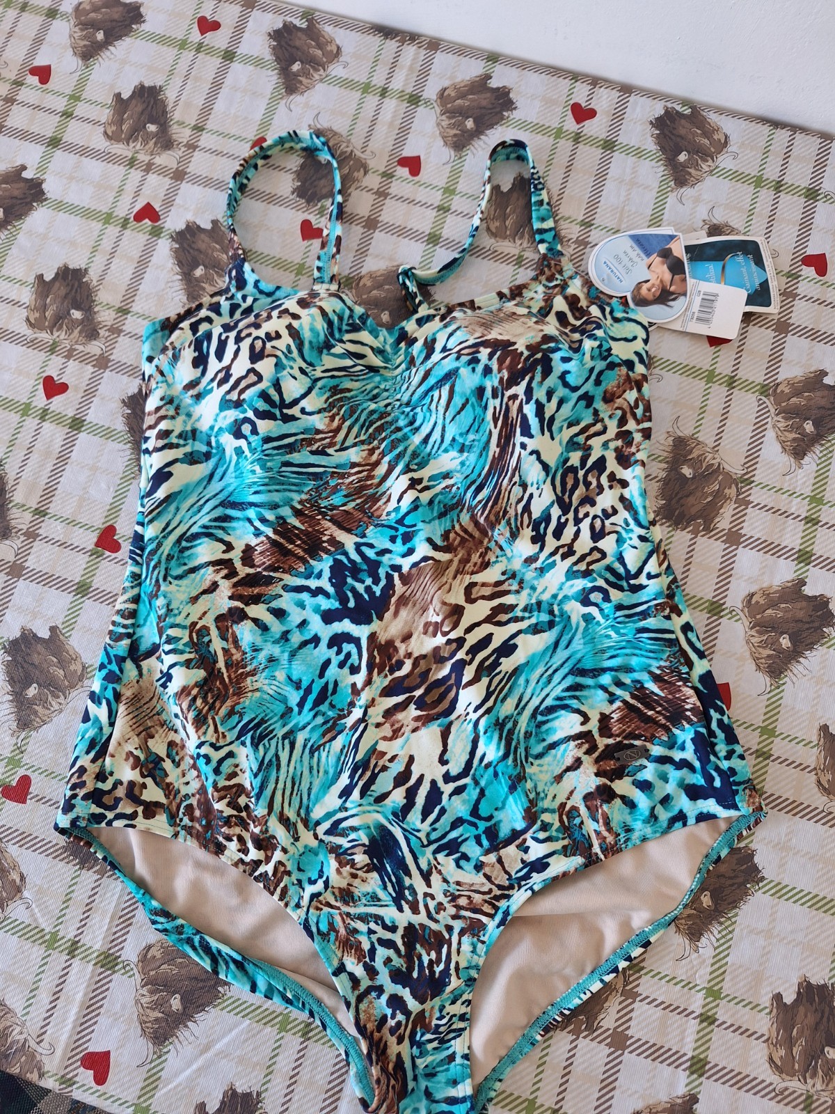 Swimsuit 20 D Body Contouring Animal Print Blue Mix Padded/Lined