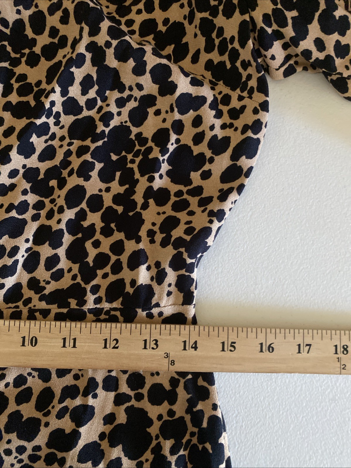 Reformation Port Black & Tan Leopard Print A-Line Tie Sleeve Midi Dress Size 8