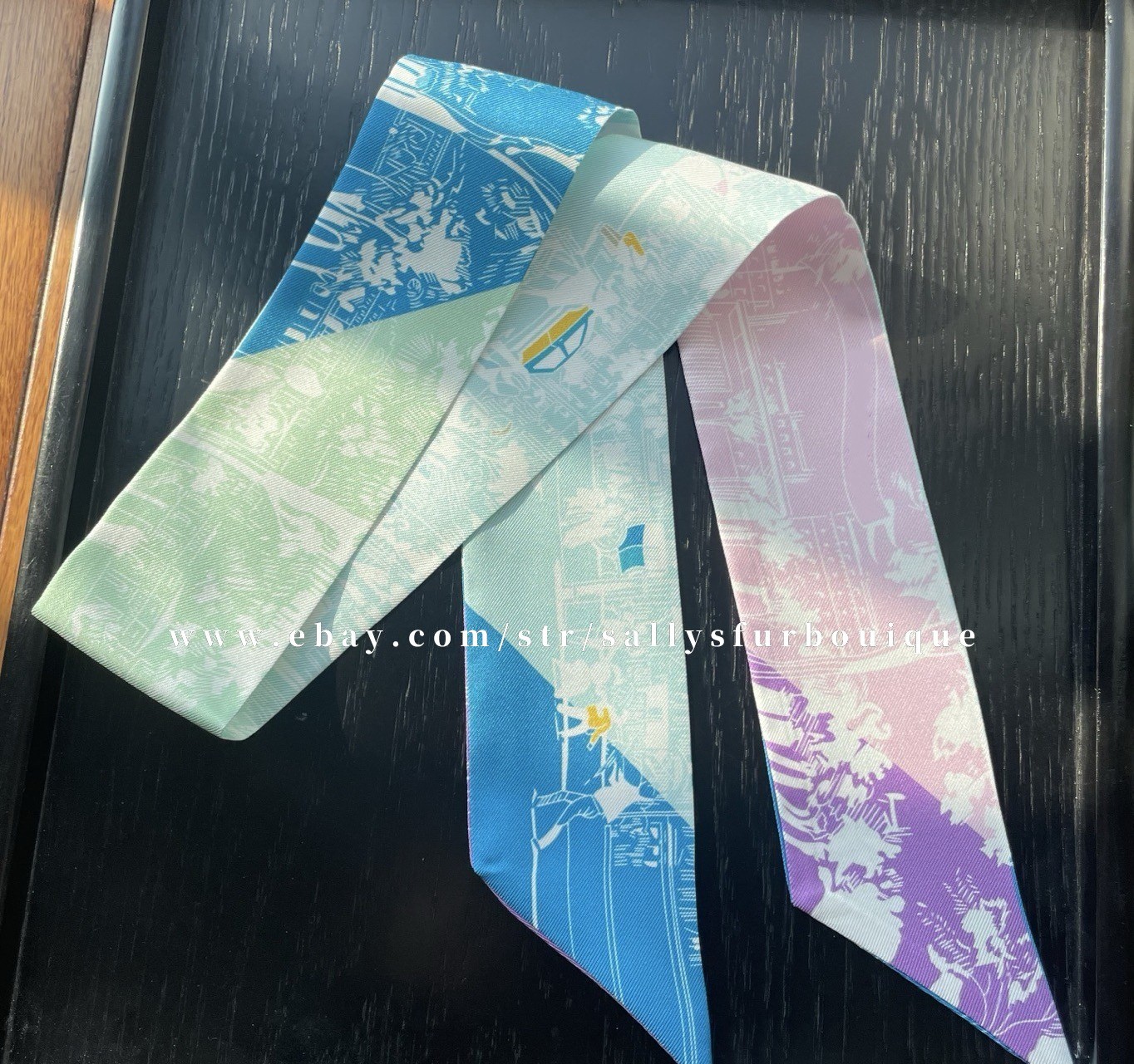 Quality 18 Momme Twill Silk Scarf Ribbon Street Print Necktie Headband 33″*2″
