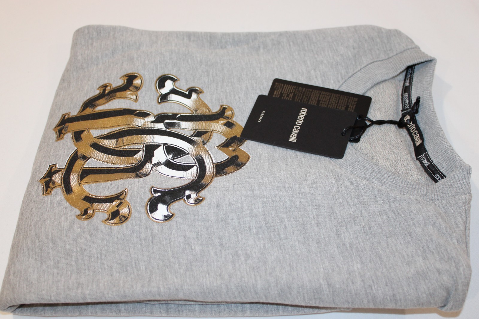 Roberto Cavalli Cotton Crew Neck Pullover Sweatshirt Made in Italy Size S,M,L,XL