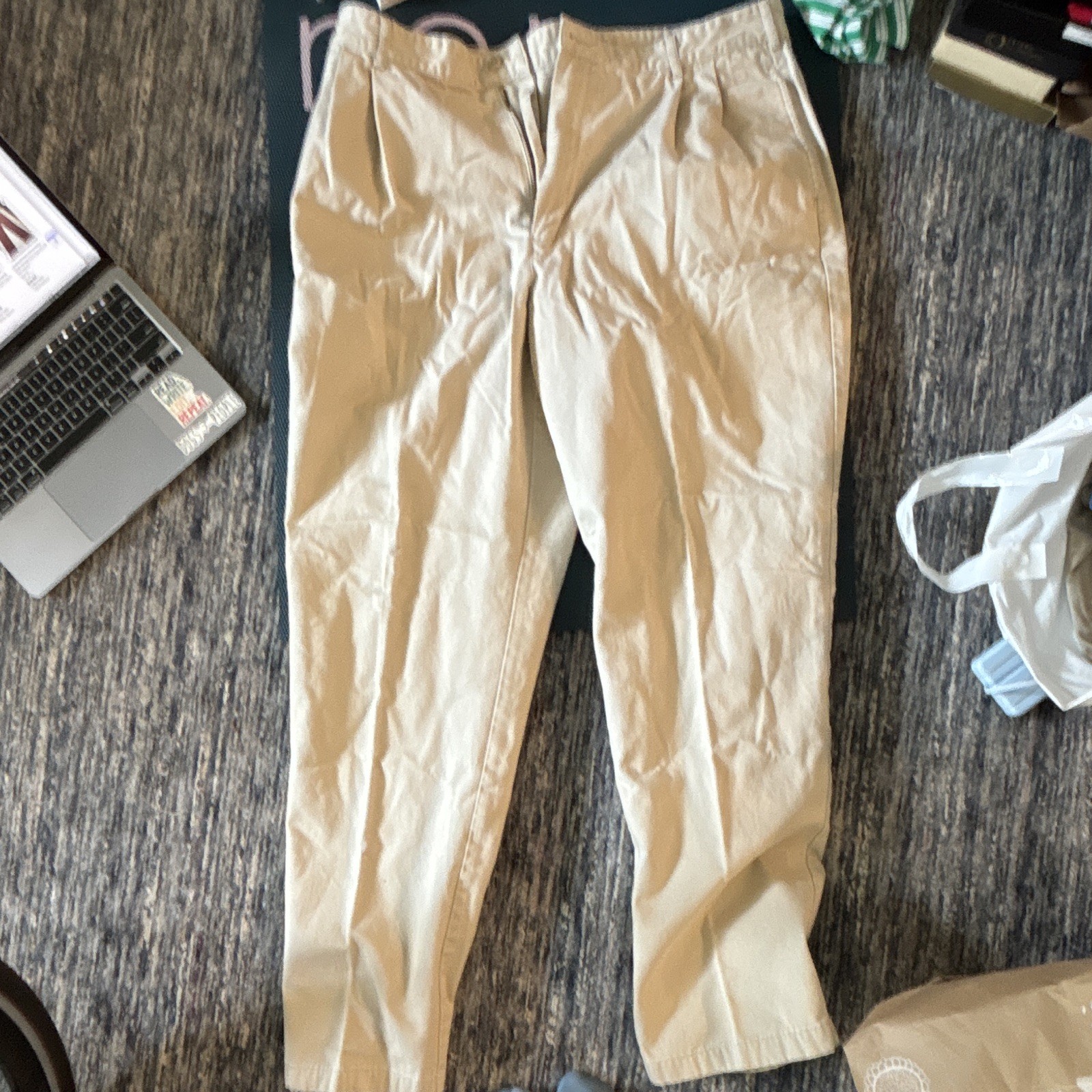 Lands’ End Men’s Beige Chino Pants 38 Regular Classic Fit Straight Leg