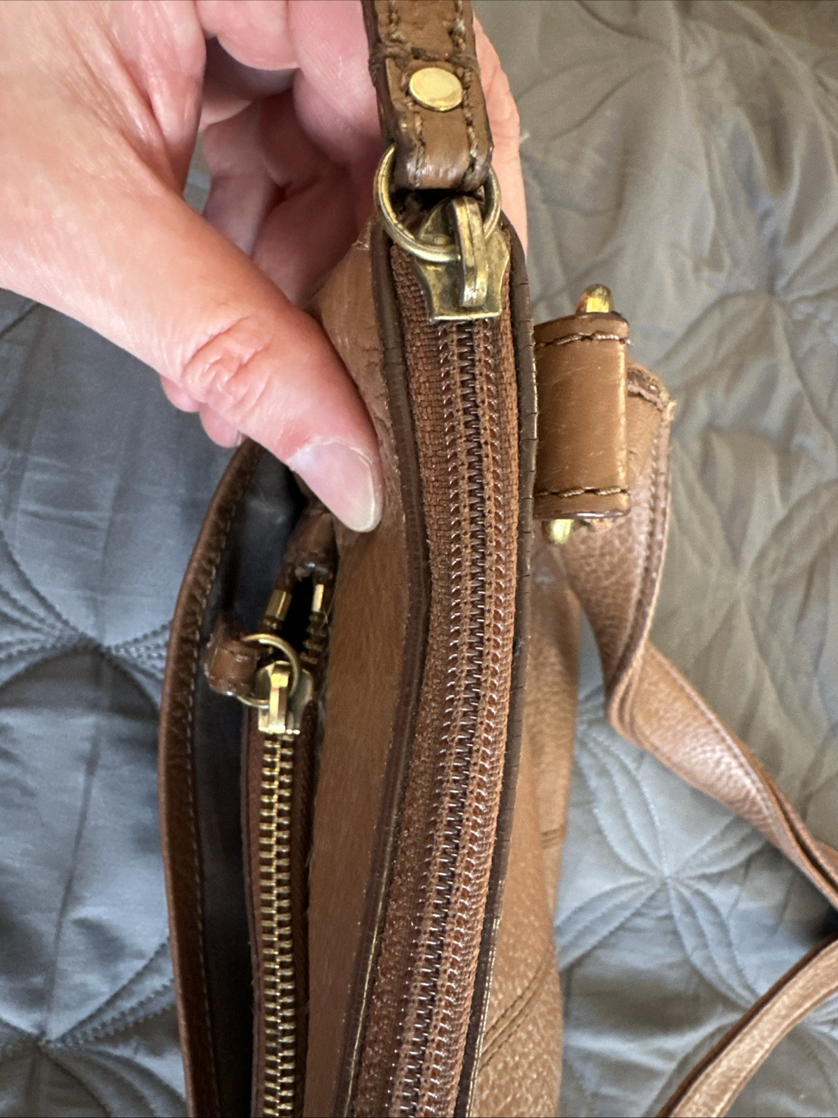 Fossil Tinsley Brown Pebbled Leather Crossbody Handbag $168 MSRP