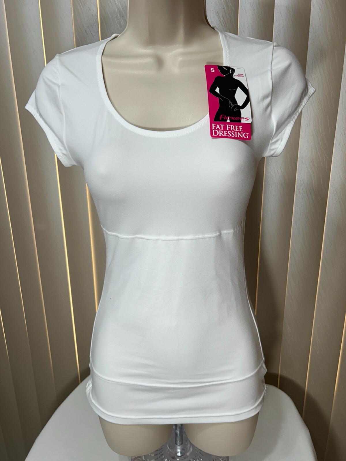 Maidenform Flexees Shaper Knit T Shirt S Instant Slimmer Firm Control White 3066