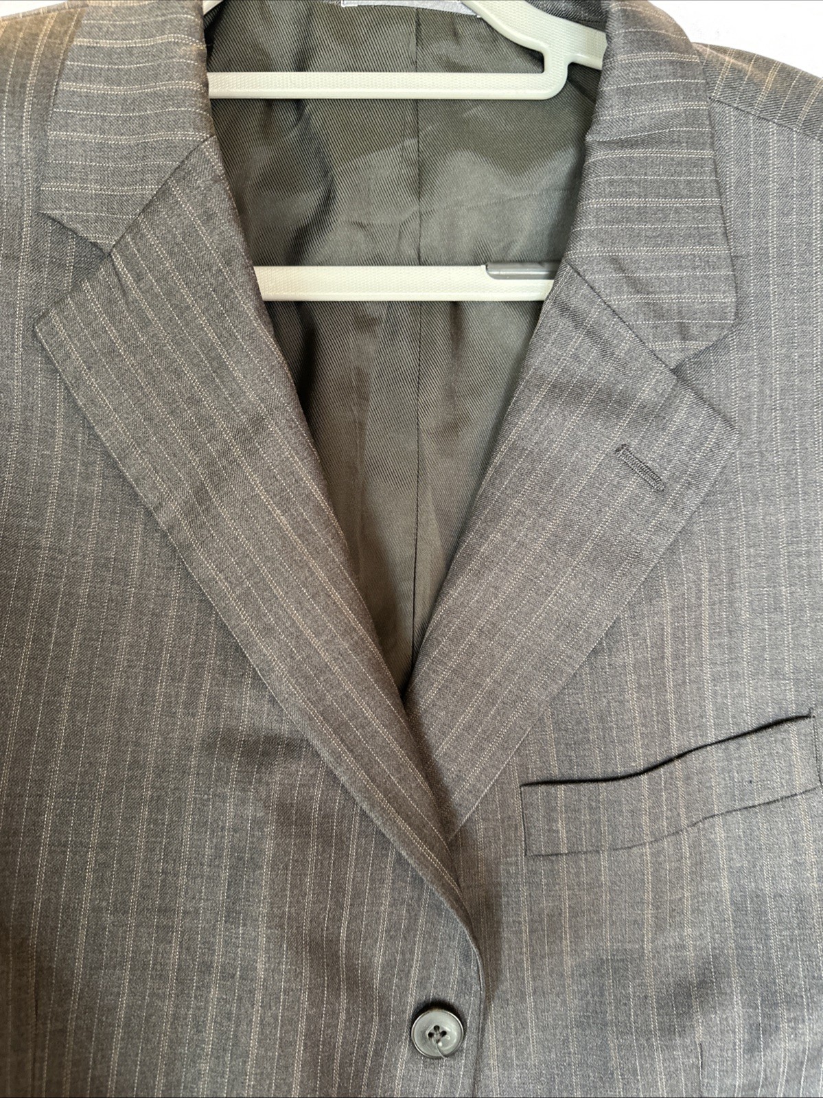 Oscar De La Renta Men 46 L/W41 Gray Striped Wool Blazer