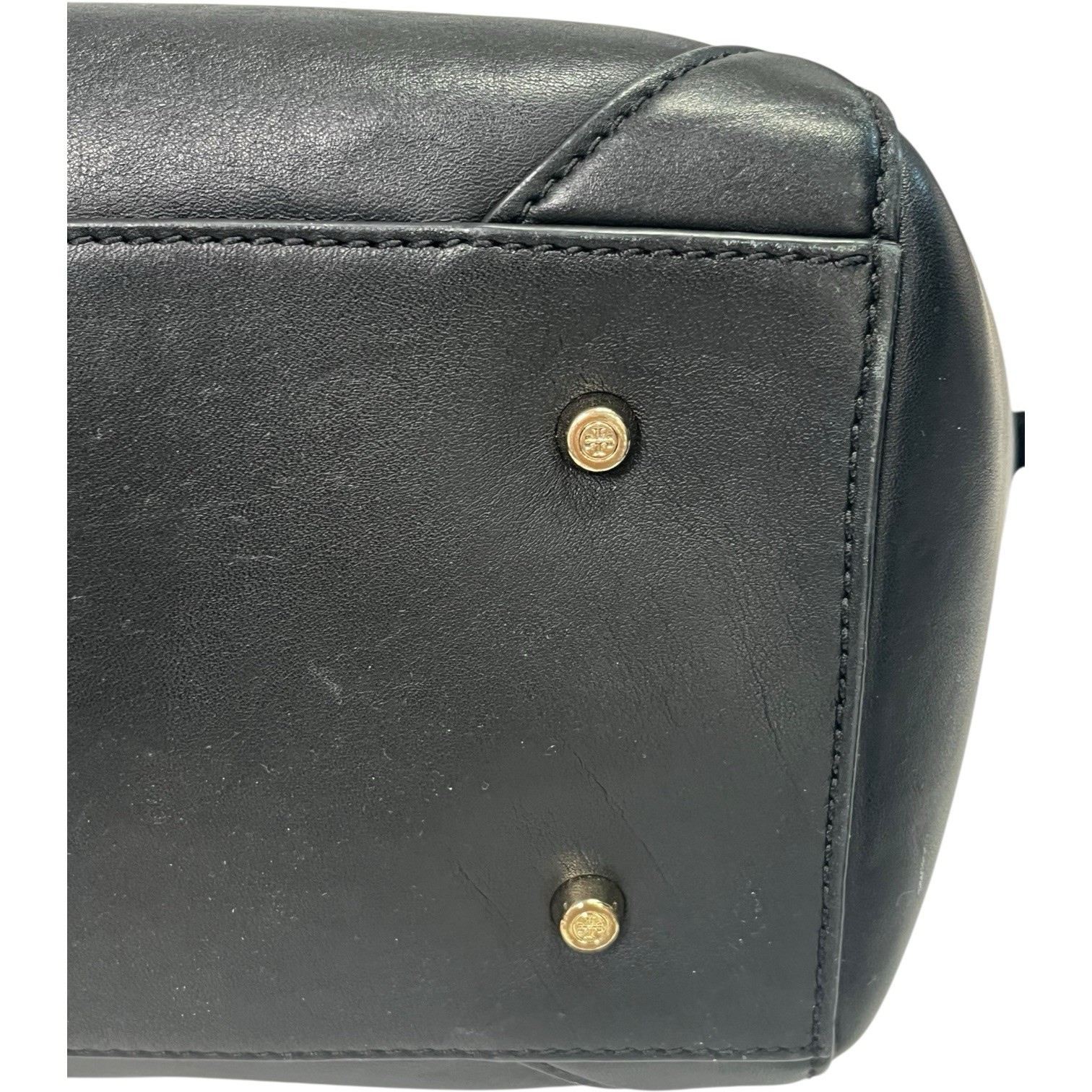 Tory Burch Robinson Satchel Womens Medium Black Leather Top Handle Designer