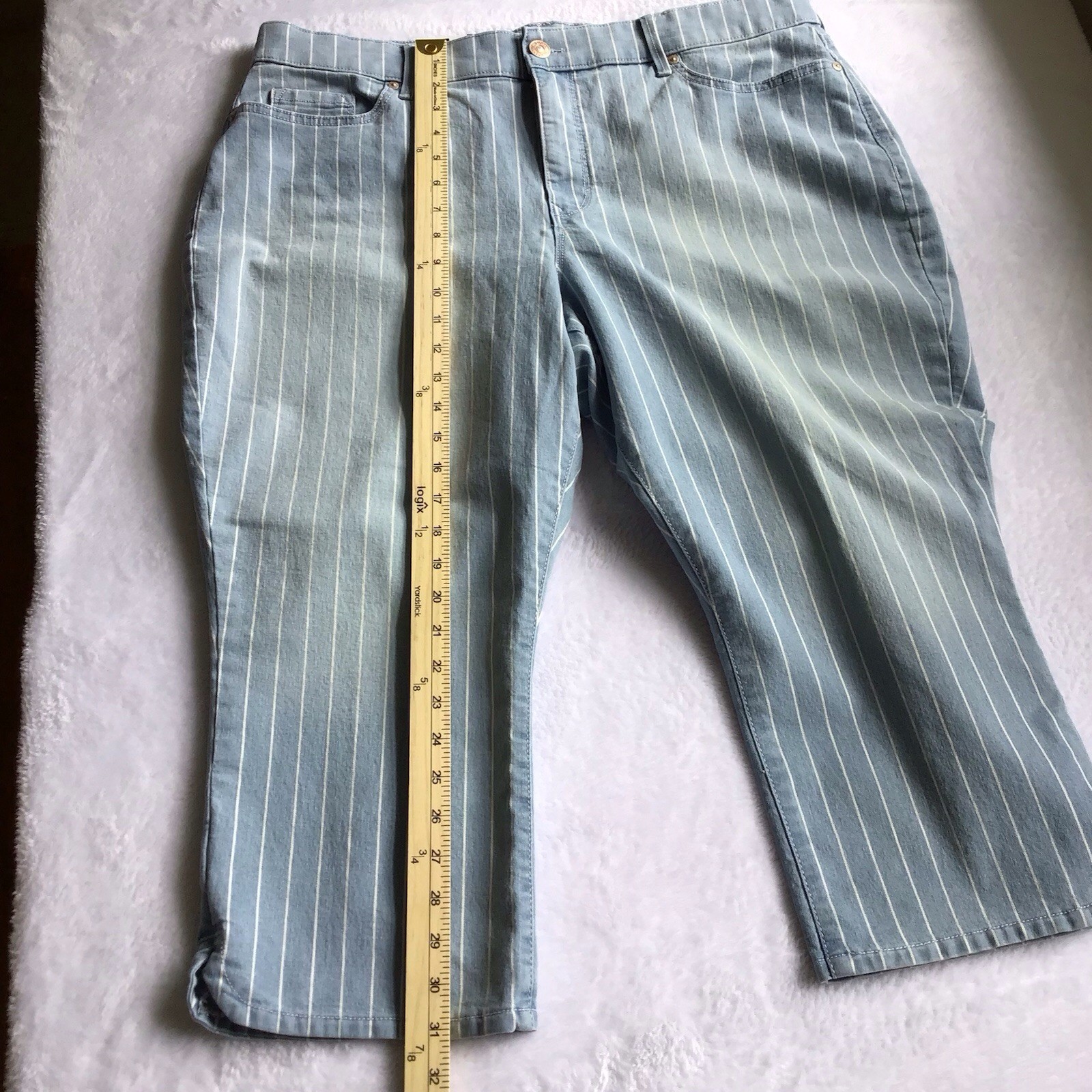 Gloria Vanderbilt Skinny Capri Jeans Womens 18 Mid-Rise Stripe Stretch