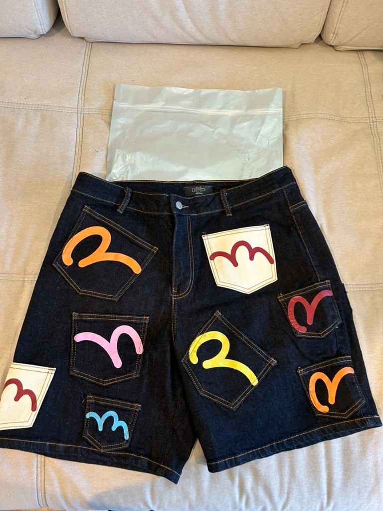 Authentic HMDD LA 16 Pocket Raw Denim Jorts Large Dark Wash Multi Pocket Baggy S