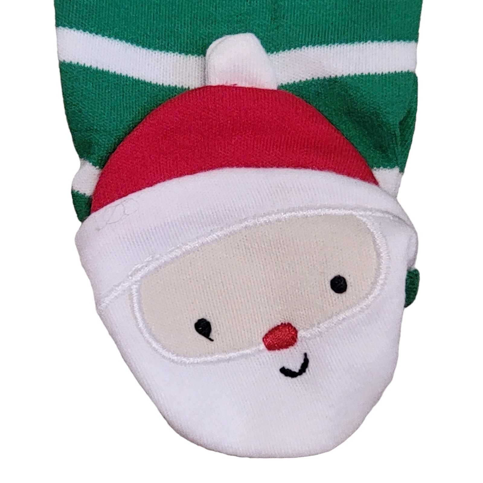 Carters Santa Pajamas + Hat Boys Sz NB 1 Pc Green Stripe Christmas Footie Sleep
