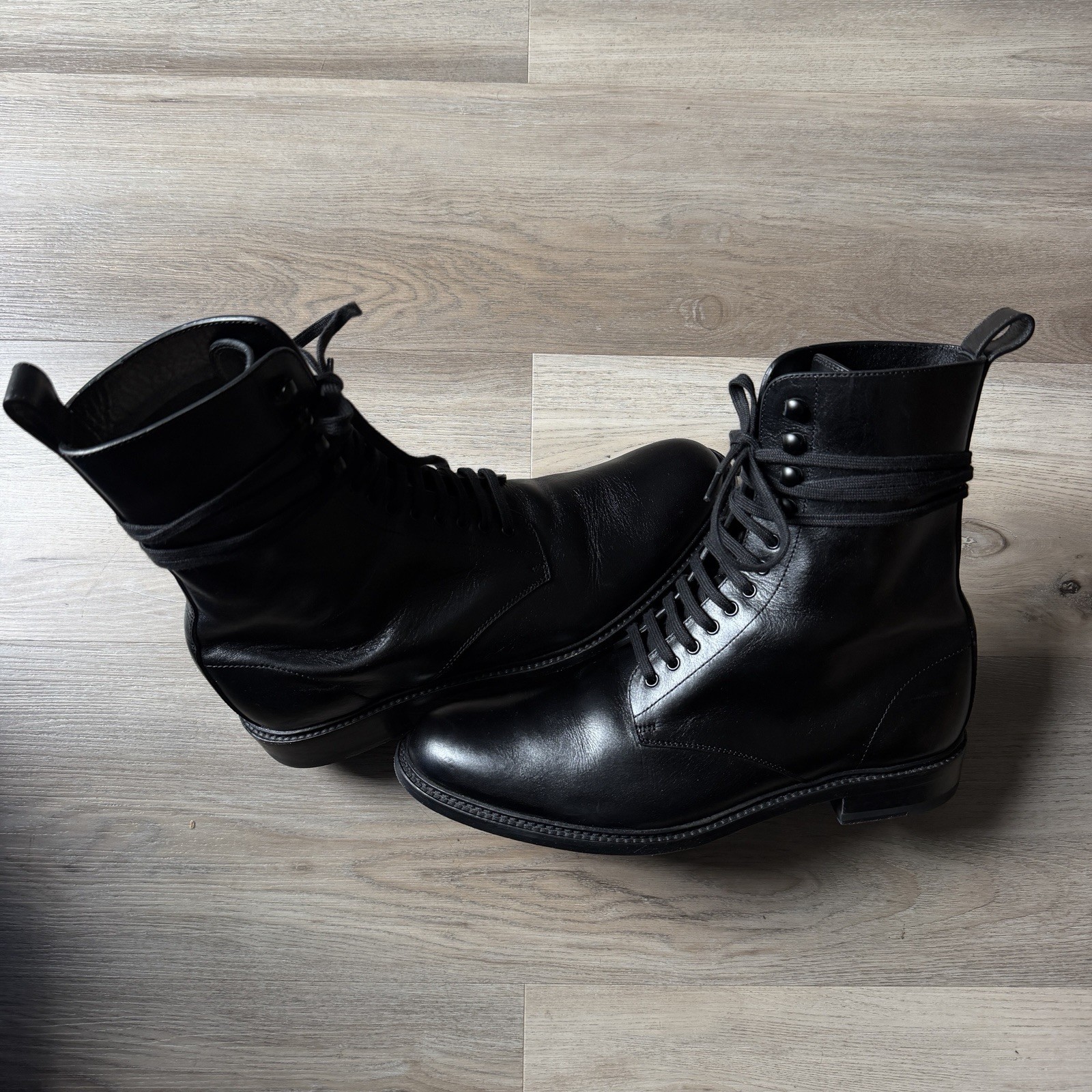 Saint Laurent Stalker Army Leather Boots Black Men’s EU 43.5/US 10.5 EUC No Box