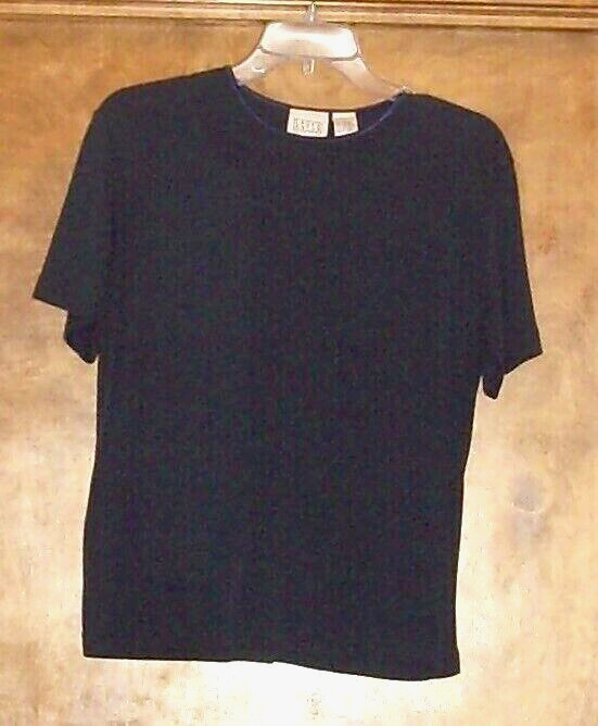 Vintage: Laura Gayle Classics SS, Knit Top, Sz S, Dark Navy, Rayon/Poly/Cotton