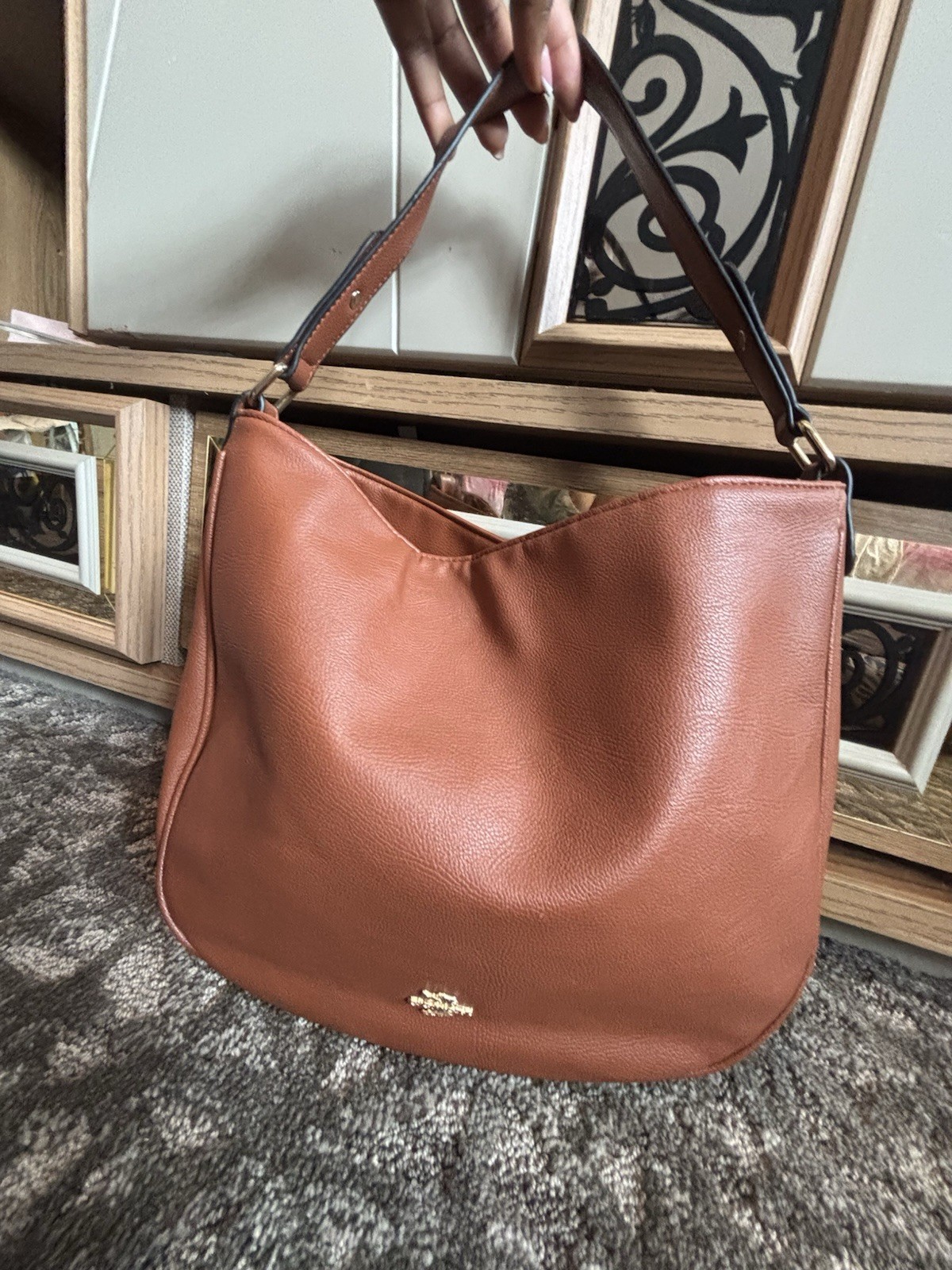 Coach Lori Shoulder Bag Chambray Blue Pebble Leather Hobo Dust Bag