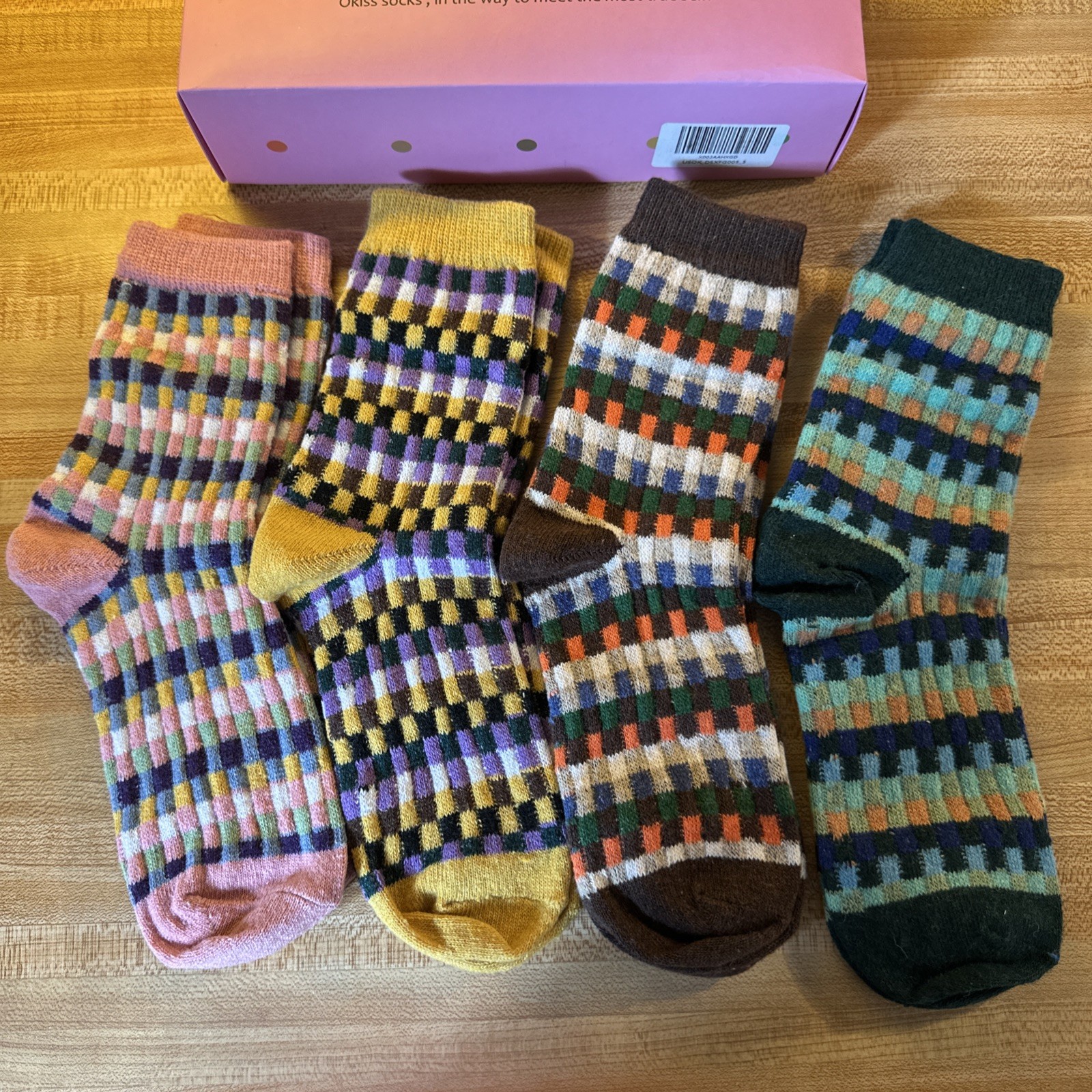OKISS socks 4 piece multi color thick crew socks women New in box