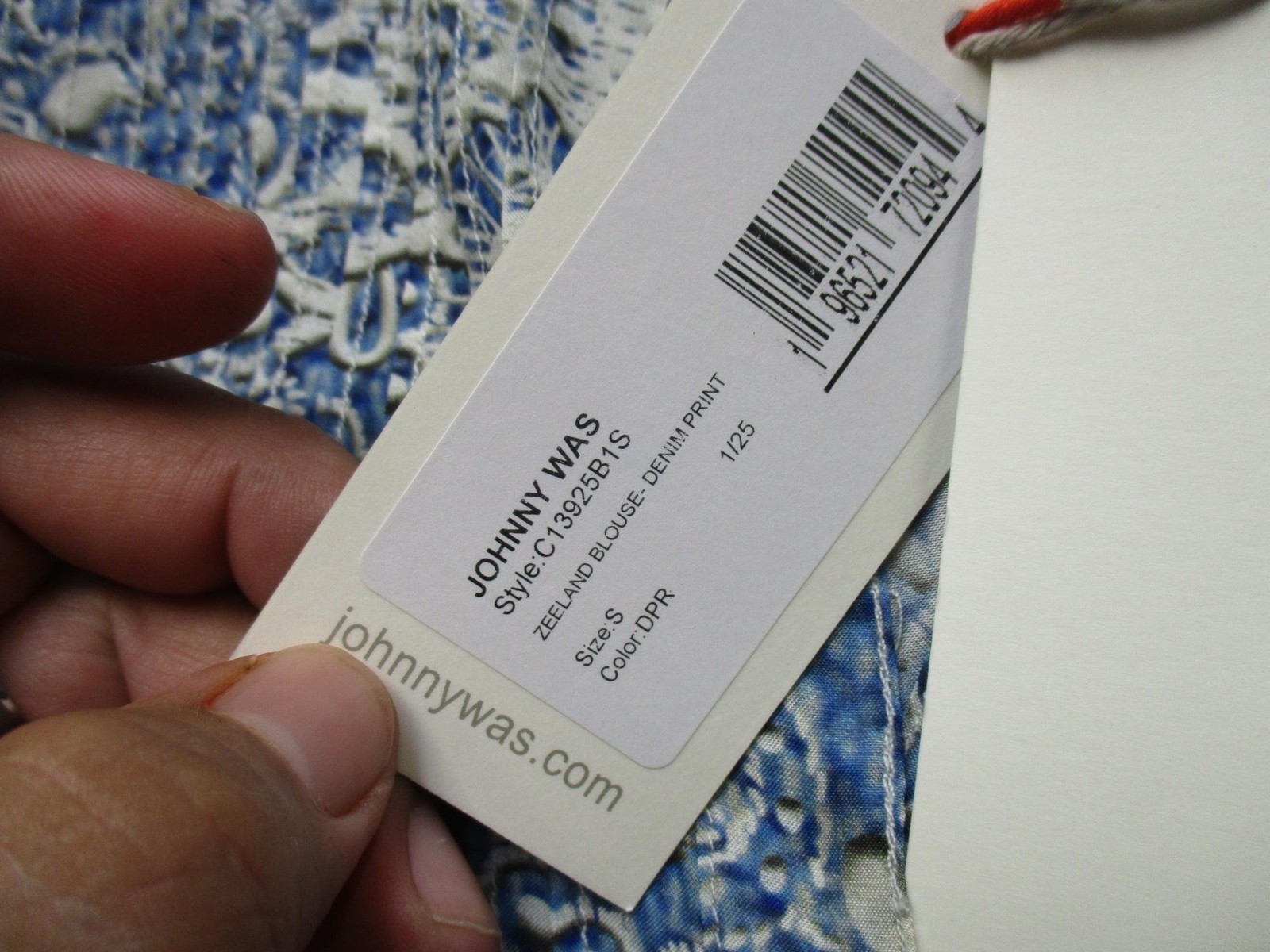 Johnny Was Blouse Womens Small Blue Zeeland Silk Floral Print Boho Tunic Top