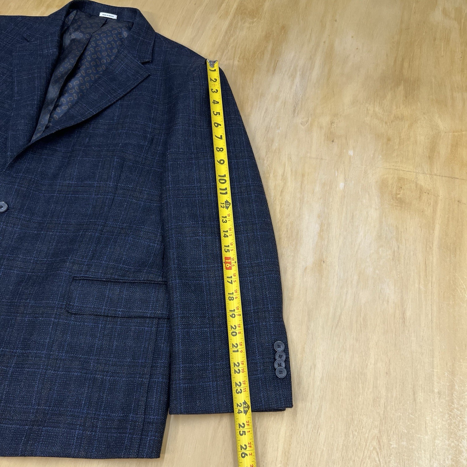 Joseph Abboud Blazer Sport Coat Mens 50S Short Wool Navy/Black/Brown Flannel