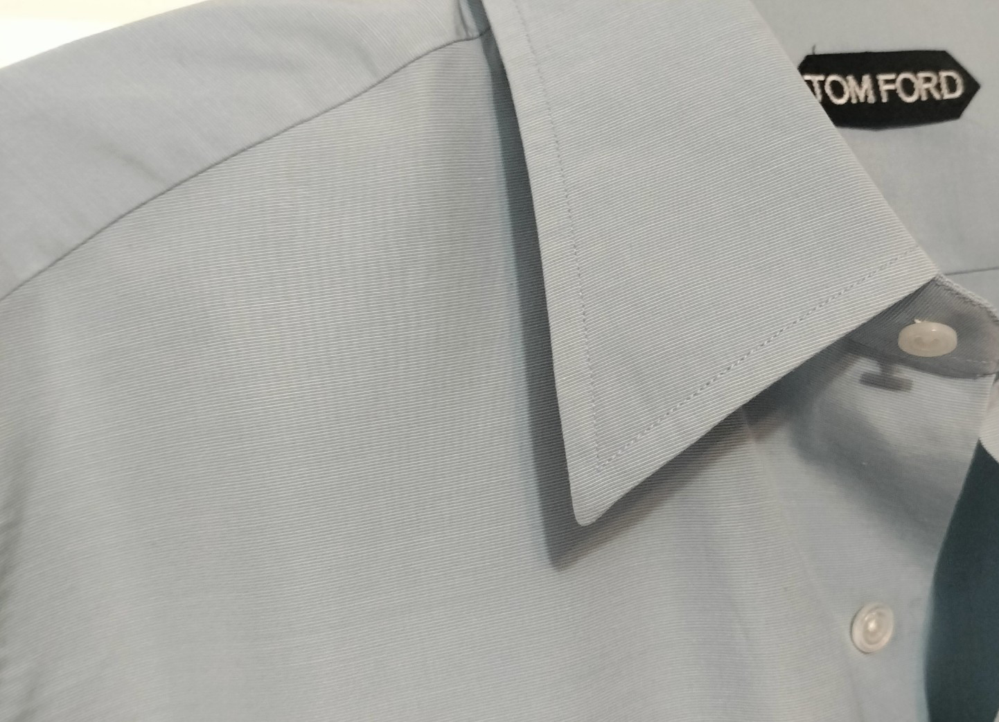 TOM FORD Men’s Dress Shirt Classic Blue 17/43 Cotton Made in Switzerland
