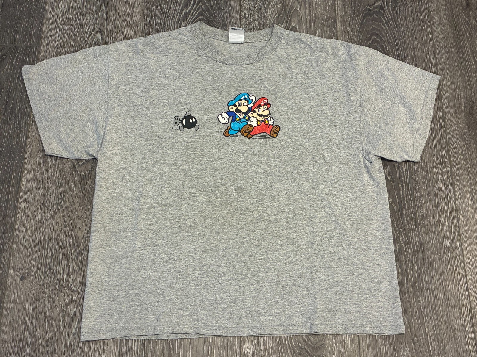 Vintage 2003 Nintendo Super Mario Brothers Bob-omb T-Shirt Men’s XL Gray Luigi