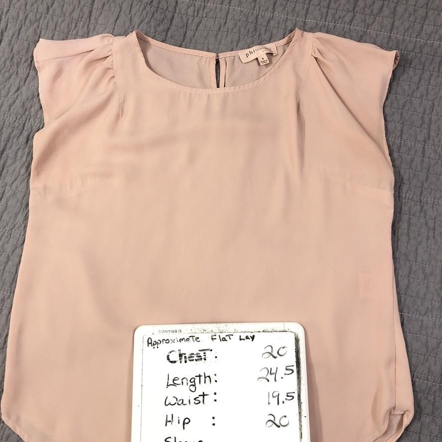 Philosophy Blouse Women Small Pink Chiffon Cap Sleeve Pullover Republic Top