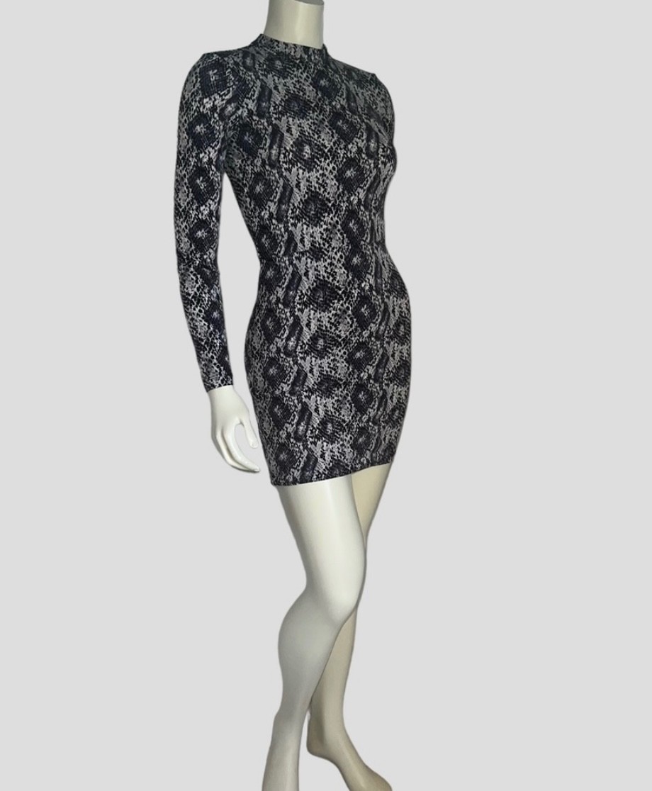 H&M Divided Snake Print Open Back Bodycon Mini Dress Size S / Y2K Glam Femme