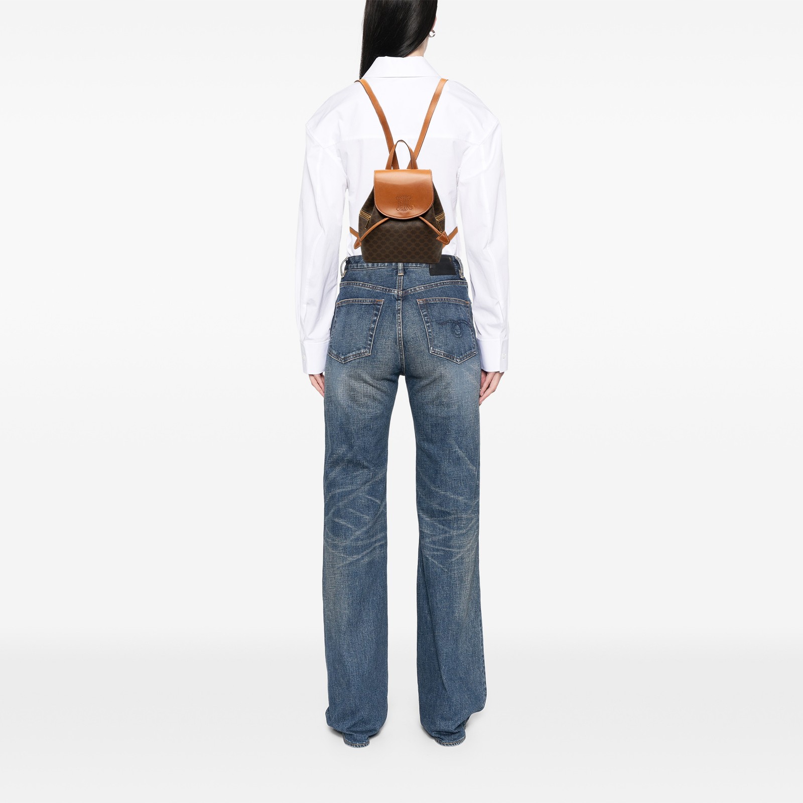 Celine Macadam Coated Canvas Backpack Pre-Loved Brown