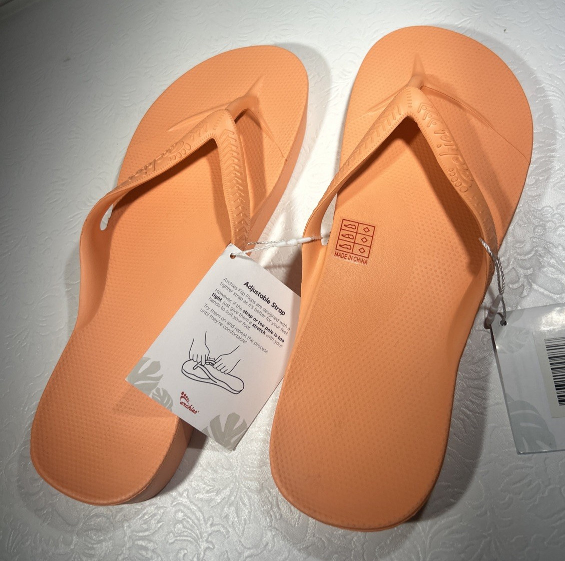 Archies Arch Support Flip Flops Orange Women’s Size 10 Brand New