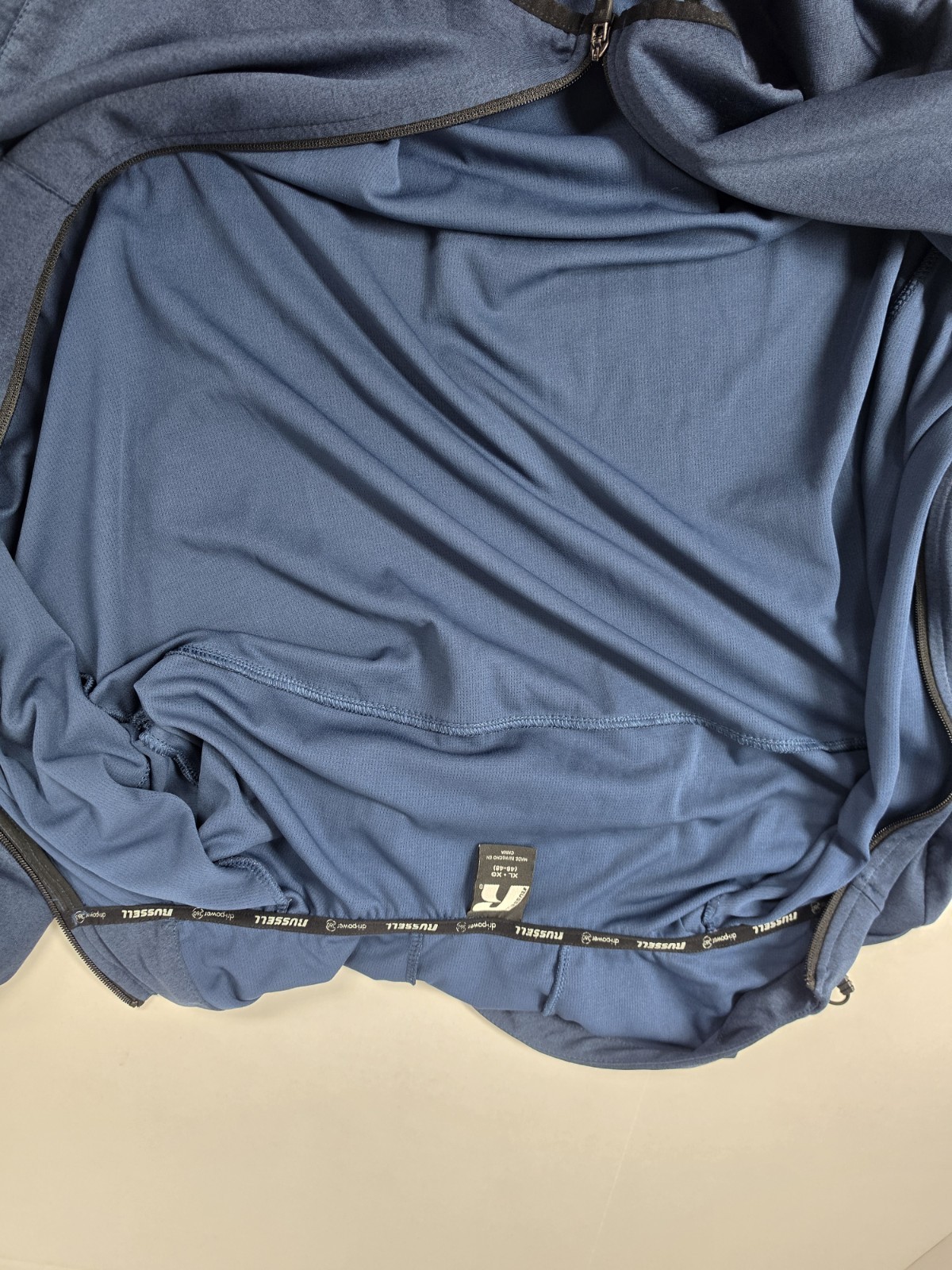 Russell Dri Power 360 Track Jacket Men’s XL 46-48 Blue Hooded Full Zip