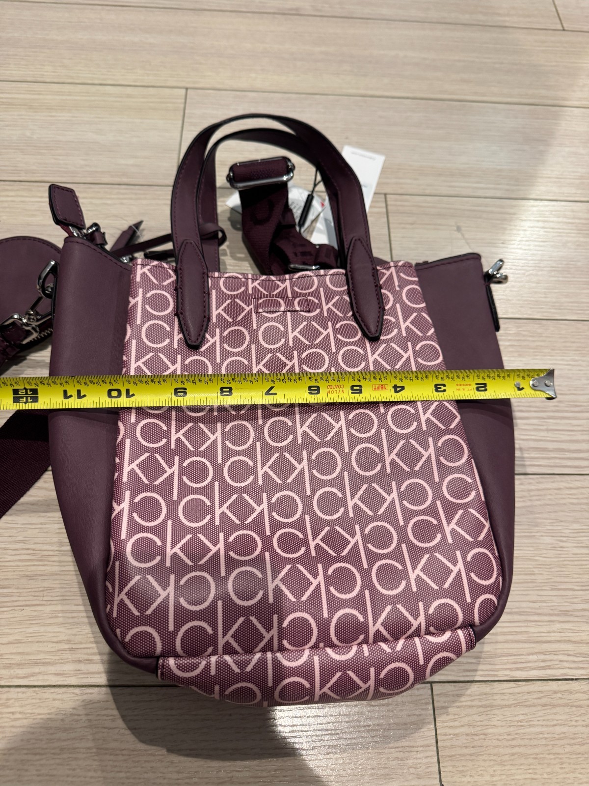 Calvin Klein Mille Monogram Satchel Bag Plum Purple Pink Convertible NWT MSRP