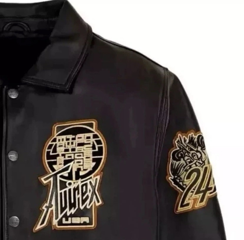 Men’s Black Avirex Bomber Real Classic American Flight Leather Jacket
