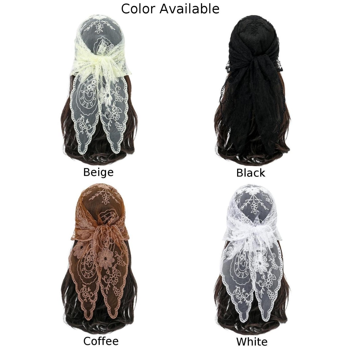 Triangle Lace Embroidered Scarf Shawl Headscarf for Year Round Fashion Use