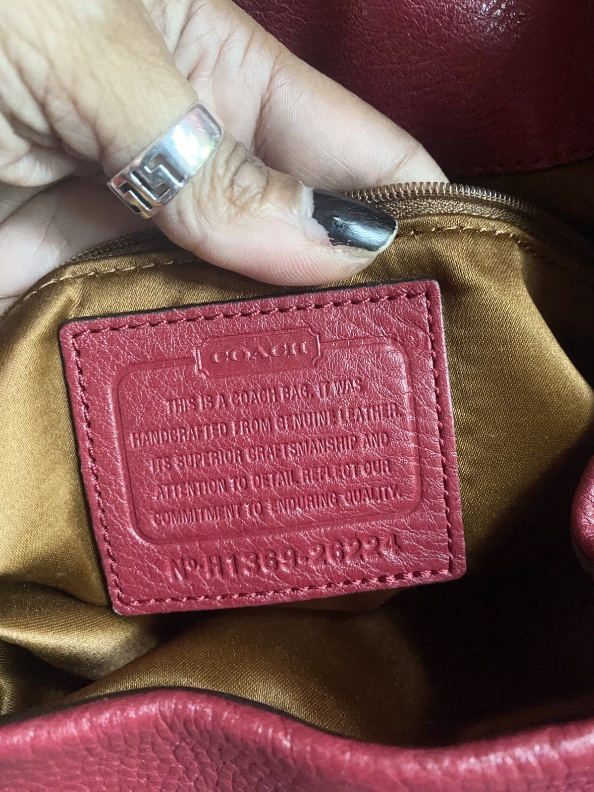 Coach Madison Phoebe Shoulder Bag in Cherry Red Pebble Leather has 3 sections