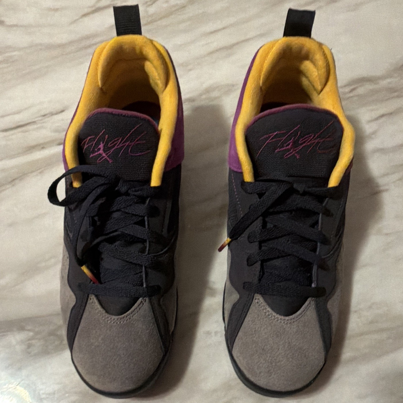 Nike Jordan MVP 92 Kids Low Top Sneakers US 10 Black Purple Yellow Gray