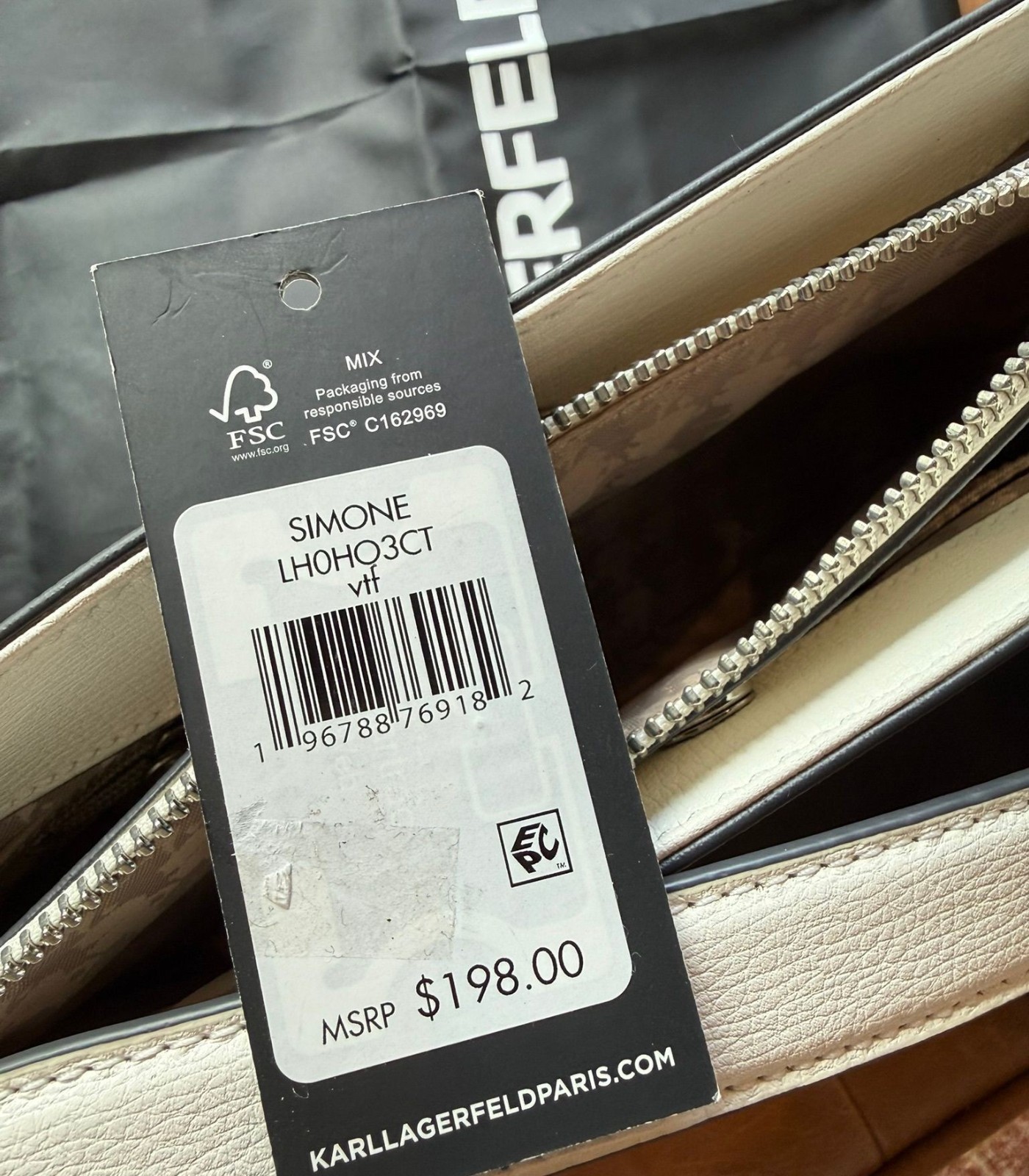 NWT New Karl Lagerfeld White Multicolor Heart Logo Shoulder Handbag