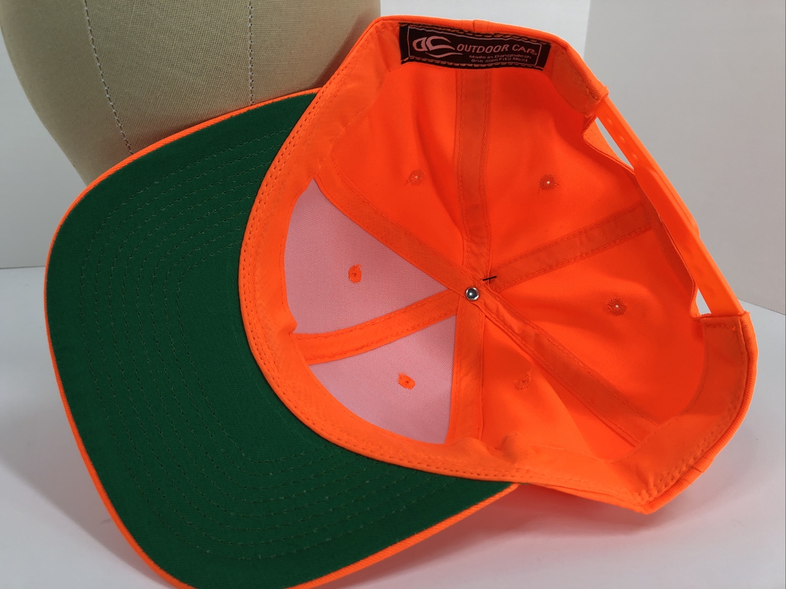 Orange Day Glow Hat 6 Panel Baseball Style Ball Cap No-Mesh Back