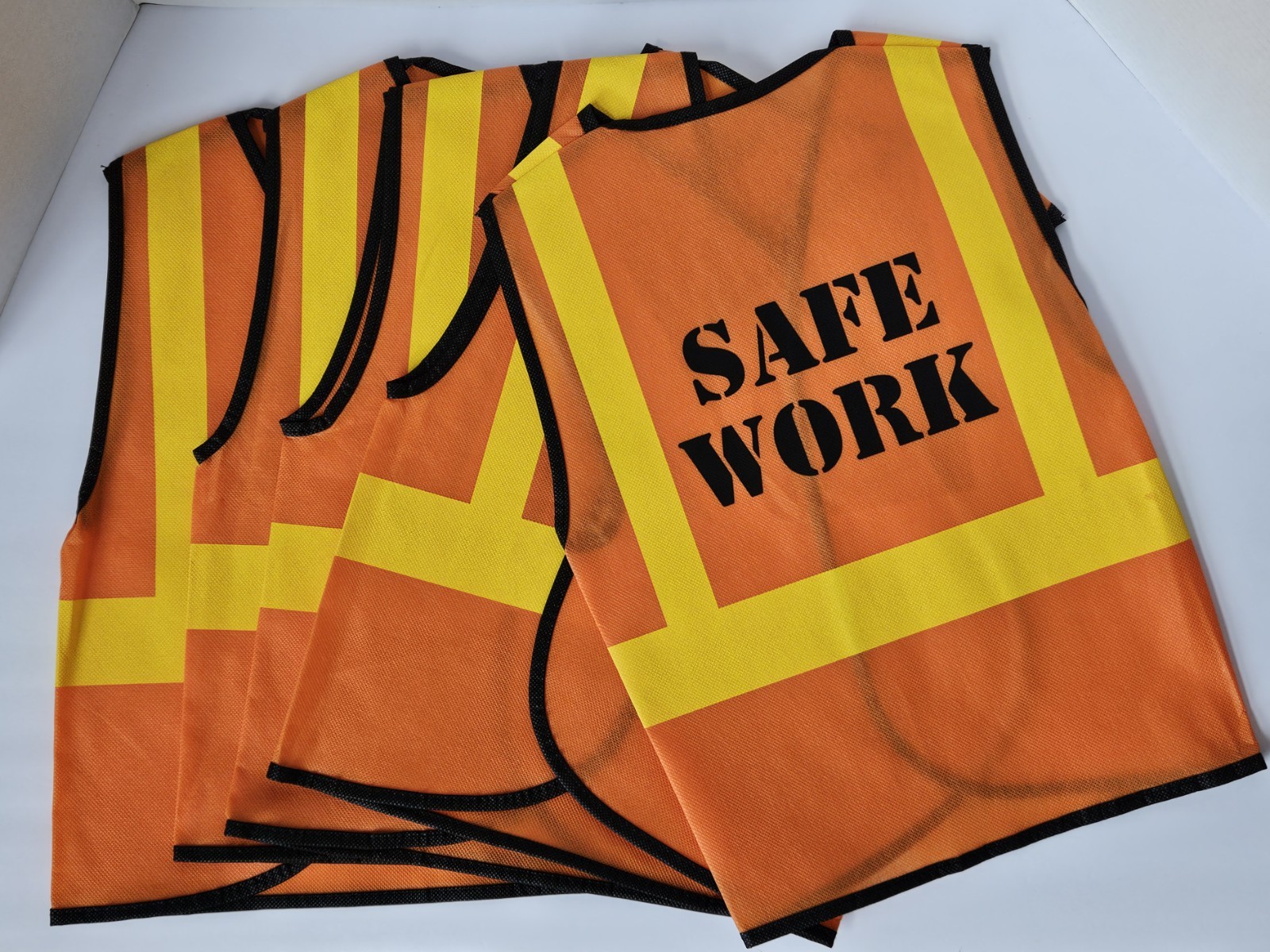 Set of 5 Kids Construction Worker Orange Safety Vest Costumes and 6 Goodie Bags