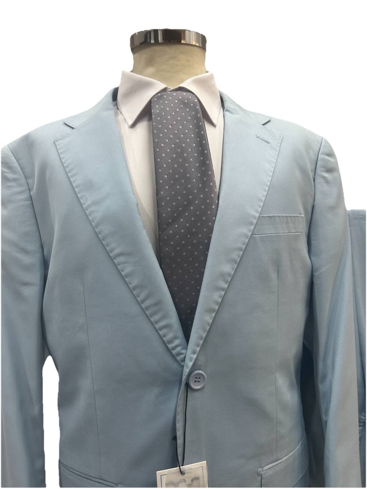 Men’s Light Blue Slim Fit Dress Made In Italy Summer 46 48 50 52 54 58