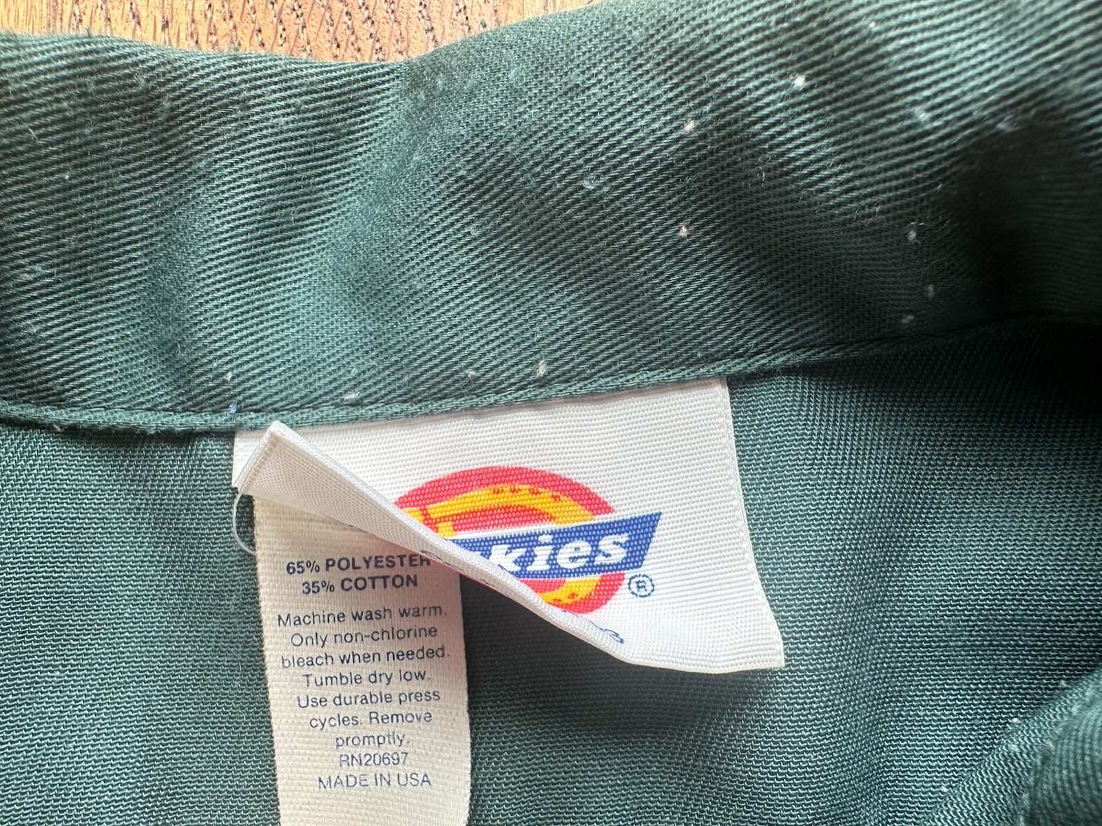 Dickies Men’s Twill Work Shirt Green Long Sleeve Button 15-15 1/2 x 33