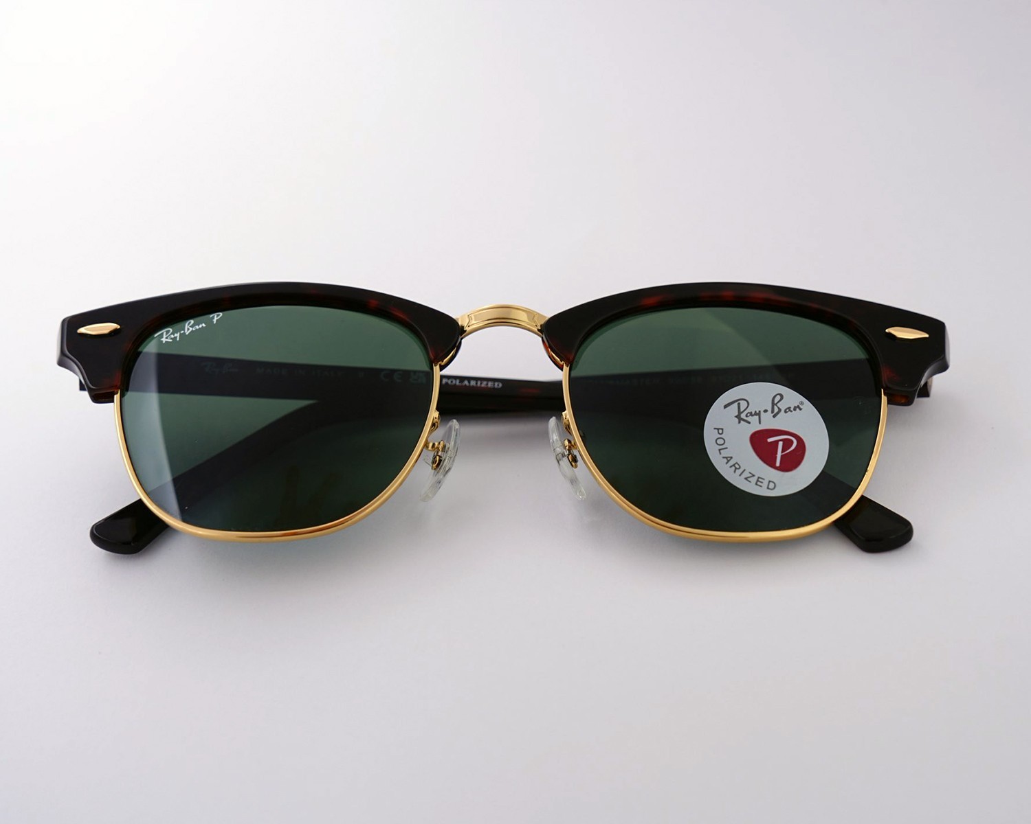 Ray-Ban Sunglasses RB3016 Clubmaster Tortoise Frame Polarized Green Lens 51mm