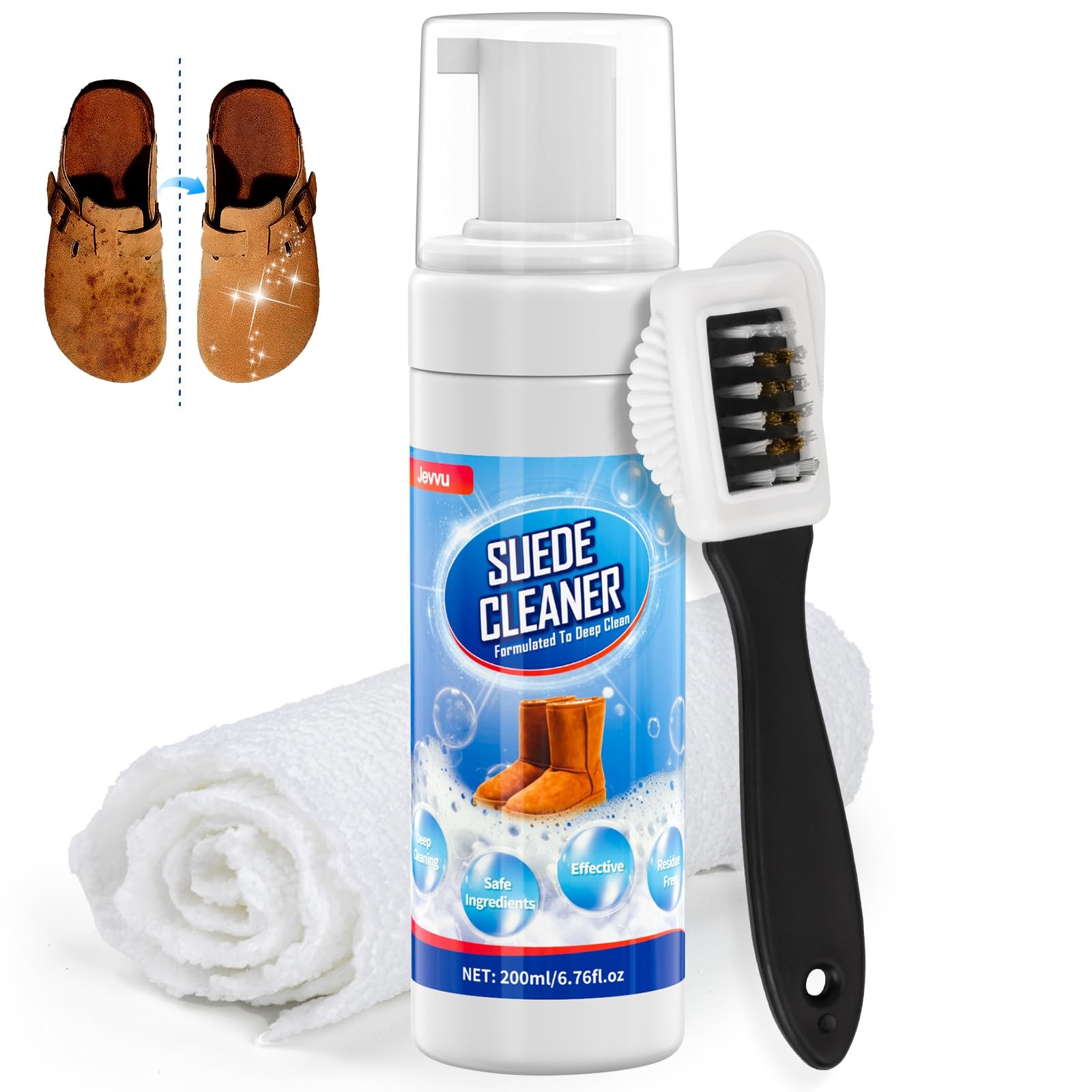 Suede Shoe Cleaner, 6.76 fl oz Suede and Nubuck Cleaning Kit with Brush & Tow…